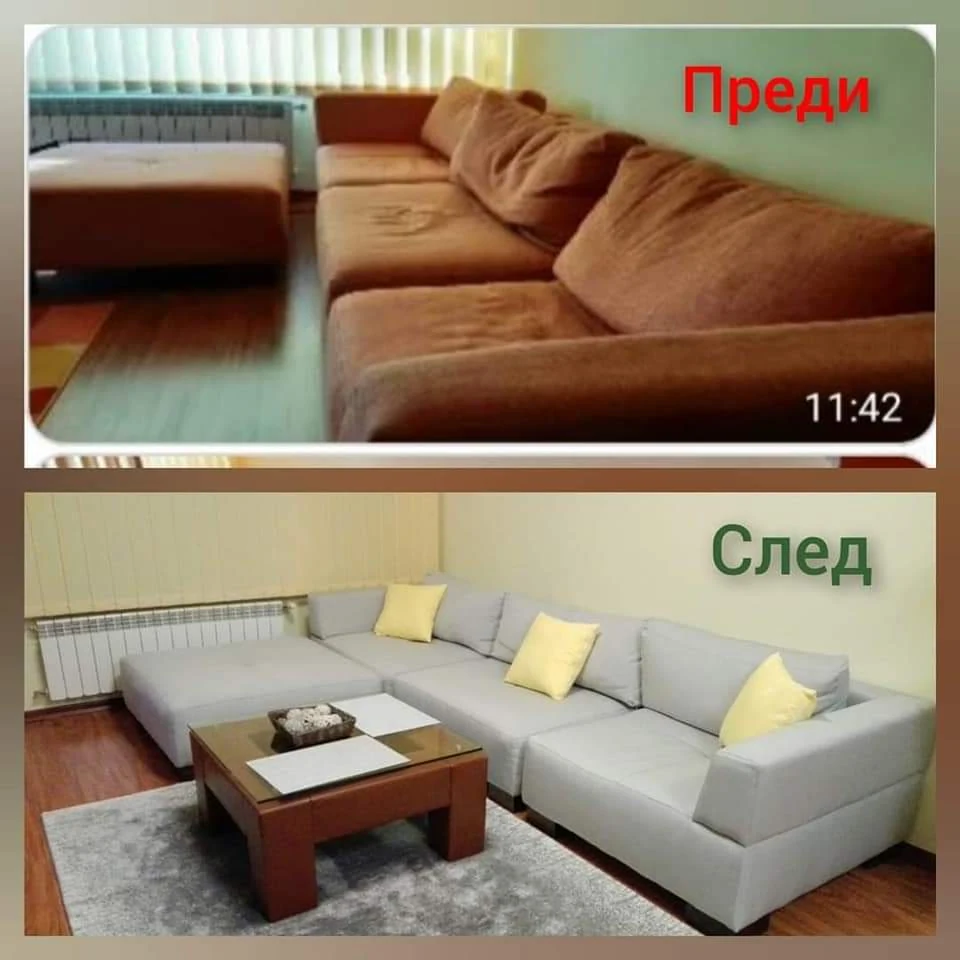Ъглов диван — от кафяво към светлосиво